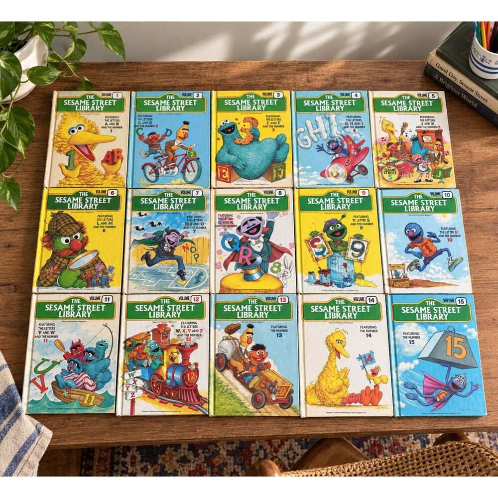 Vintage Sesame Street Library Complete Set Vol 1-15 Funk & Wagnalls